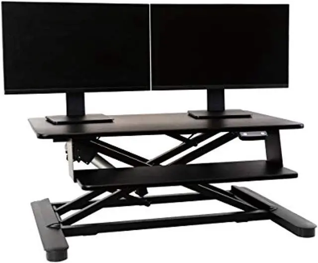 Alt view image 10 of 20 - Ergotech - FDM-E-DESK - Electric Sit Stand Desktop Converter Designed W/36 Upper Display Surfacea And Lo