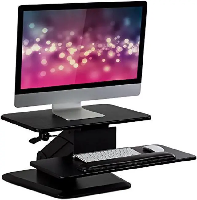 Alt view image 10 of 10 - Mount-It! Sit Stand Desk Converter | Ergonomic Height Adjustable Tabletop Standing Desk