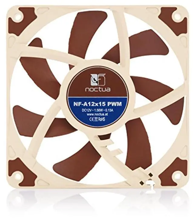 Alt view image 9 of 10 - Noctua NF-A12x15 PWM, Premium Quiet Slim Fan, 4-Pin (120x15mm, Brown)