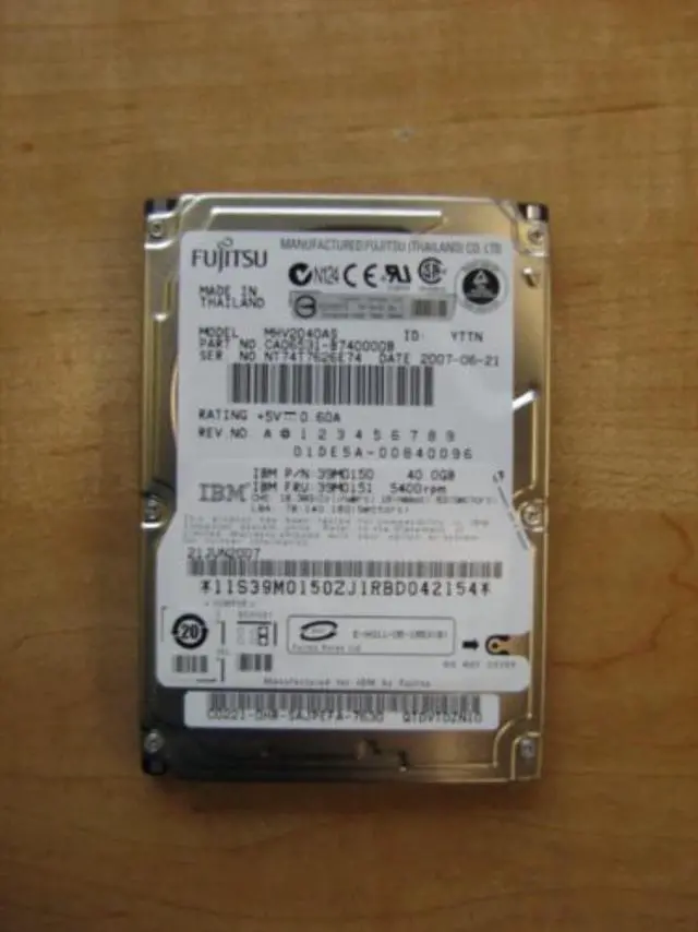 Alt view image 2 of 2 - Fujitsu MHV2040AS 40GB 5400 RPM 8MB Cache IDE Ultra ATA100 / ATA-6 2.5-inch Notebook Hard Drive