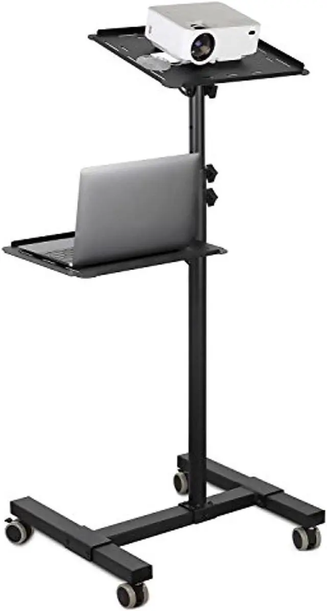 Alt view image 7 of 7 - Mount-It! Mobile Projector Stand | Rolling Height Adjustable Laptop and Projector Presentation Cart