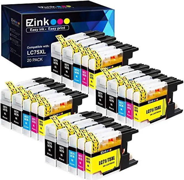 Alt view image 4 of 4 - E-Z Ink ™ Compatible Ink Cartridge Replacement For Brother LC75 LC-75 LC-75XL High Yield (20) Pack (8 Black, 4 Cyan, 4 Magenta, 4 Yellow) LC75BK LC75C LC75M LC75Y