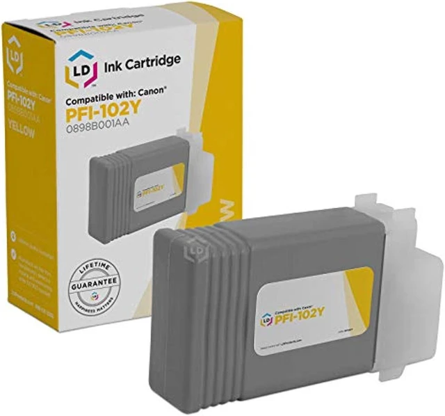 Alt view image 2 of 9 - LD Products Compatible Ink Cartridge Replacement for Canon PFI-102Y 0898B001AA (Yellow) Compatible with Canon imagePROGRAF iPF500 iPF510 iPF600 iPF605 iPF610 iPF700 iPF710 iPF720 iPF710 MFP iPF750
