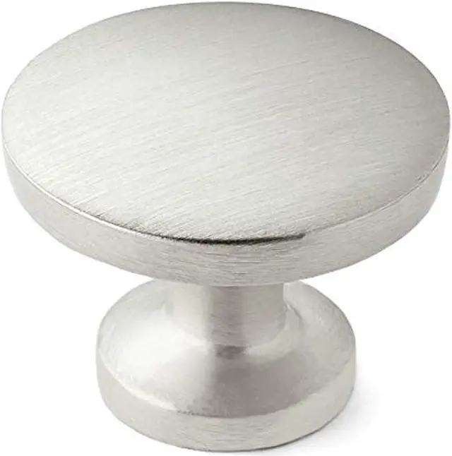 Alt view image 7 of 7 - Cauldham 10 Pack Solid Round Kitchen Cabinet Knobs Pulls (1-1/8" Diameter) - Dresser Drawer/Door Hardware - Style R126 - Satin Nickel