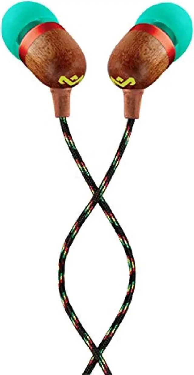 Alt view image 12 of 13 - House Of Marley Smile Jamaica In-Ear Wired Headphones with Mic, Rasta, EM-JE041-RA