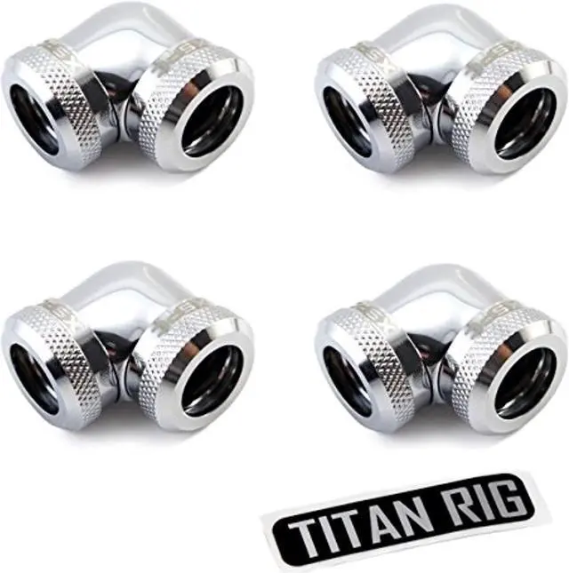Alt view image 8 of 8 - XSPC 10mm ID, 14mm OD Rigid Tubing 90 Degree Elbow Fitting, Chrome, 4-pack
