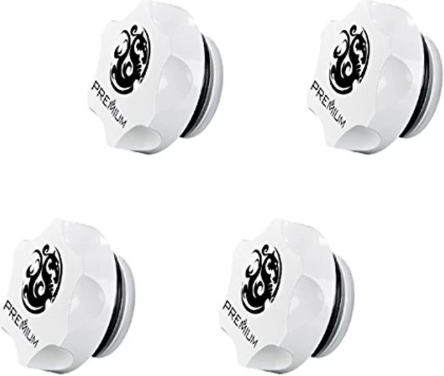 Alt view image 5 of 7 - Bitspower Premium G1/4" Stop Fitting, Deluxe White, 4-pack