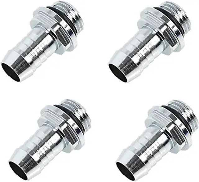Alt view image 4 of 7 - Alphacool HF G1/4" to 10mm ID "FatBoy" Barb Fitting for Soft Tubing, Chrome, 4-pack