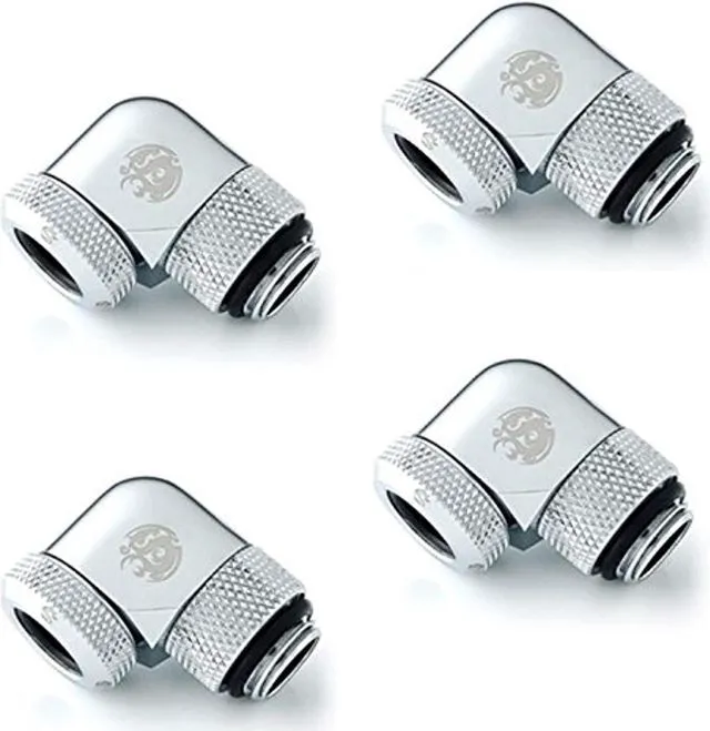 Alt view image 8 of 8 - Bitspower G1/4" to Enhance Multi-Link Adapter Fitting for 12mm OD Rigid Tubing, 90 Degree Rotary, Silver Shining, 4-pack