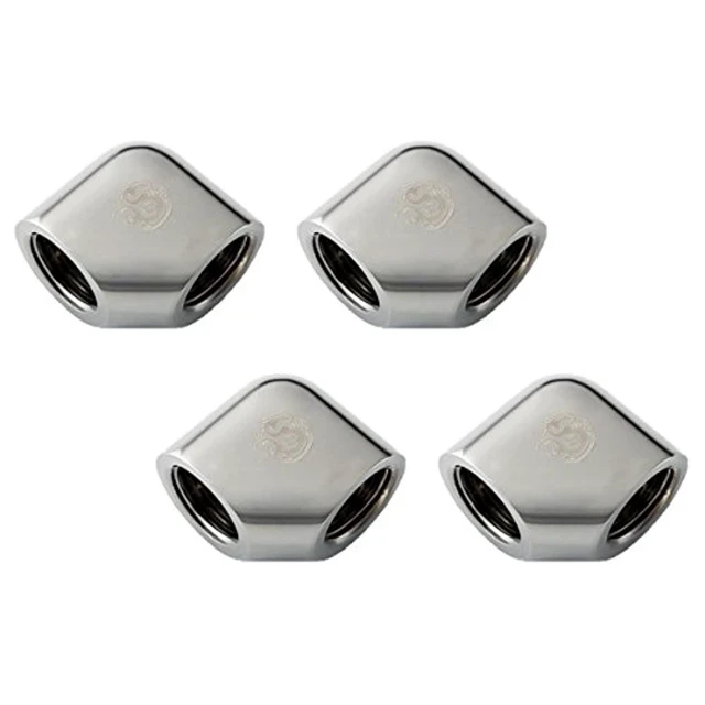 Alt view image 8 of 8 - Bitspower G1/4" Female to Female Extender Fitting, 90 Degree Angle, Black Sparkle, 4-pack