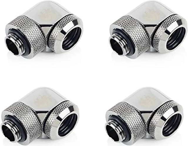 Alt view image 3 of 5 - Bitspower G1/4" to Enhance Multi-Link Adapter Fitting for 14mm OD Rigid Tubing, 90 Degree Rotary, Black Sparkle, 4-pack