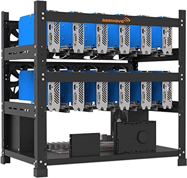 Alt view image 5 of 8 - AAAwave 12GPU Mining Rig Frame - The Sluice V2 Steel Open Frame Mining Rig Case, Stackable Chassis for Crypto Coin Currency & AI Machine Learning Applications - Frame Only (Black)