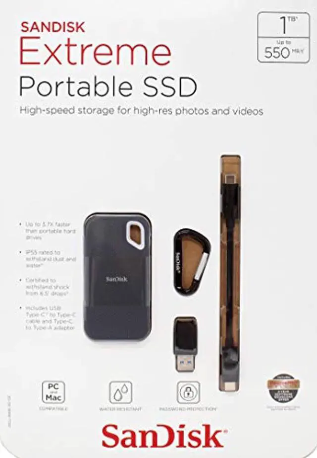 Alt view image 4 of 8 - SanDisk Extreme 1TB Portable Solid State Drive SDSSDE60-1T00-AC SSD