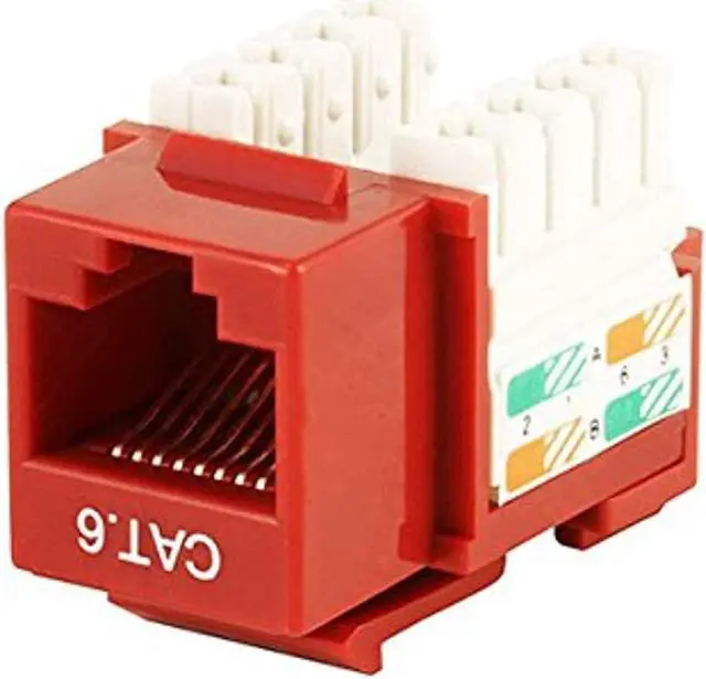 Alt view image 7 of 10 - Monoprice Cat6 Punch Down Keystone Jack for 22-24AWG Solid Wire, Red