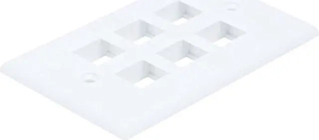 Alt view image 4 of 11 - Monoprice 6-Hole 1-Gang Keystone Wall Plate - White