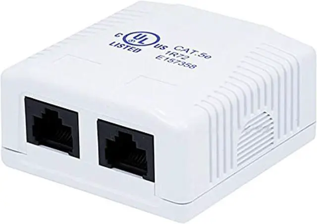 Alt view image 4 of 9 - Monoprice 2-port Cat5e Surface Mount Box - White