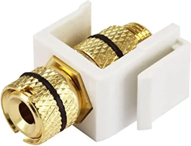 Alt view image 3 of 6 - Monoprice Keystone Jack/Banana Jack With Black Ring - White - Screw Type, For Home Theater, Speaker Wire And More