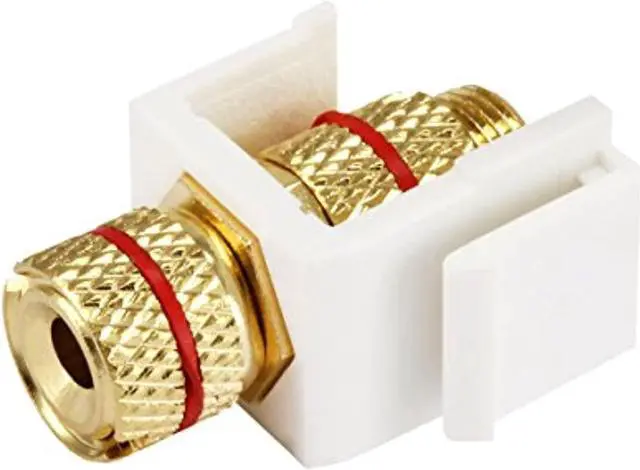 Alt view image 3 of 5 - Monoprice Keystone Jack - Banana Jack, Screw Type With Red Ring - White