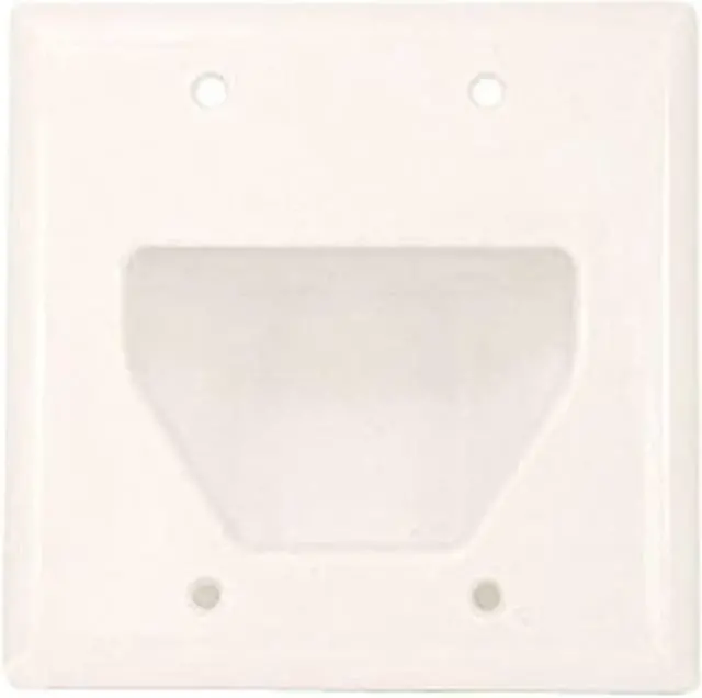 Alt view image 5 of 5 - Monoprice 2-Gang Recessed Low Voltage Cable Wall Plate - White