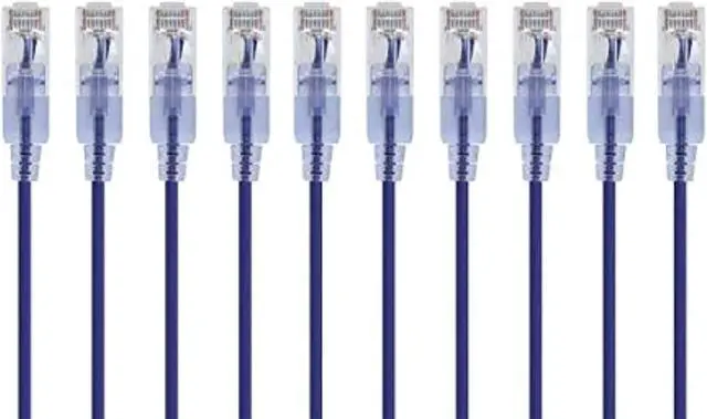 Alt view image 6 of 6 - Monoprice SlimRun Cat6A Ethernet Patch Cable - Network Internet Cord - RJ45, Stranded, UTP, Pure Bare Copper Wire, 30AWG, 2ft, Purple, 10-Pack