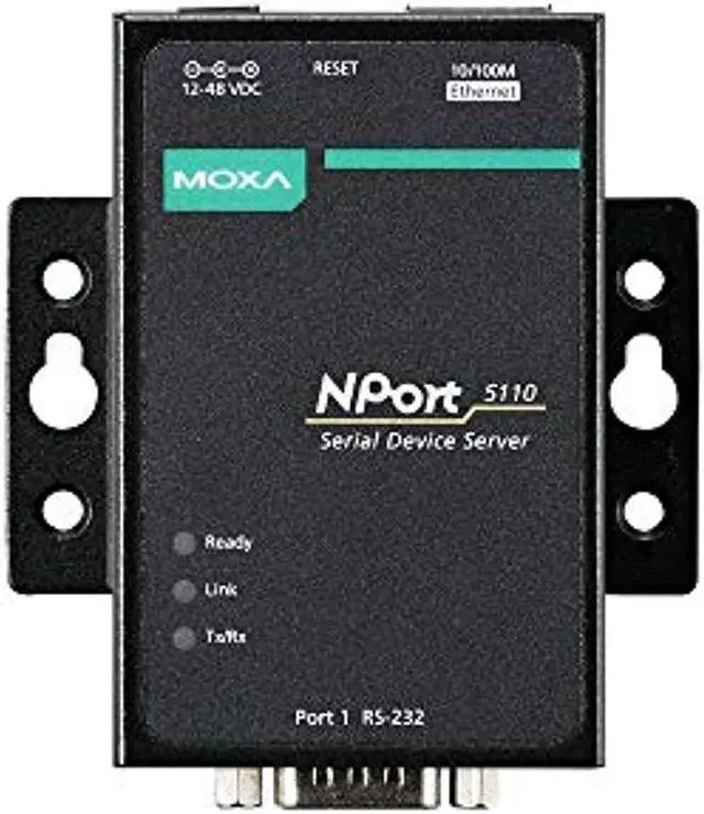 Main image of moxa nport 5110-1 port serial device server, 10/100 ethernet, rs232, db9 male