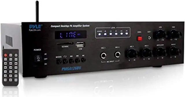 Alt view image 7 of 7 - Bluetooth Public Address Amplifier - Compact PA Speaker & Microphone Receiver System with 70V/100V Output, MP3/USB/SD Readers, FM Radio (500 Watt)