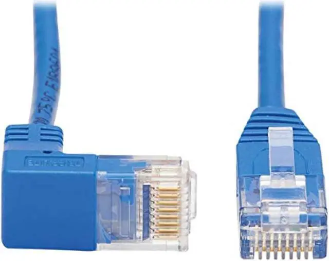 Alt view image 7 of 14 - TRIPP LITE N204-S01-BL-DN 1 ft. Cat 6 Blue Down-Angle Cat6 Gigabit Molded Slim UTP Ethernet Cable (RJ45 Right-Angle Down M to RJ45 M)