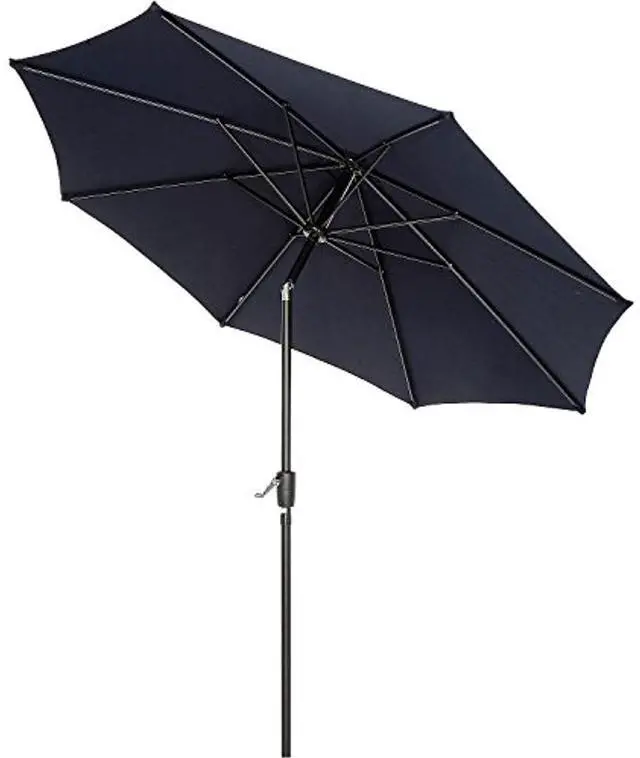 Main image of Global Industrial 695328 Outdoor Umbrella with Tilt Mechanism - 102" Span - 94" Long - Navy Blue Canopy, Black Handle