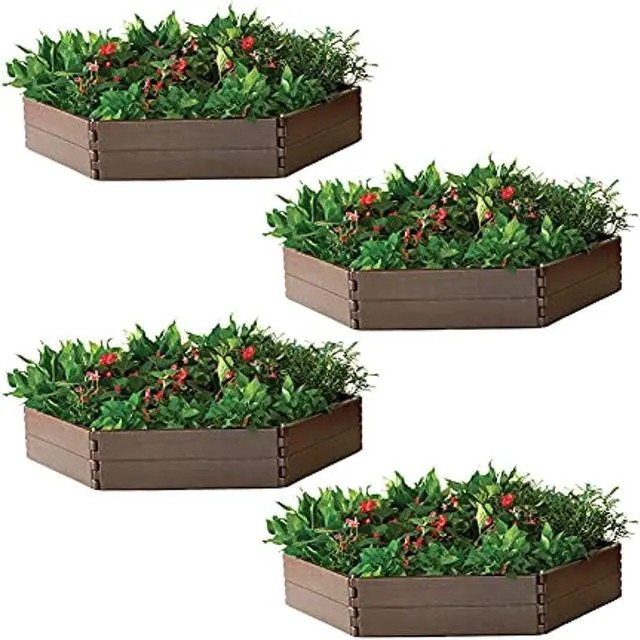 Main image of modern home raised garden bed kit - stackable hexagon modular flower/planter kit (set of 4)