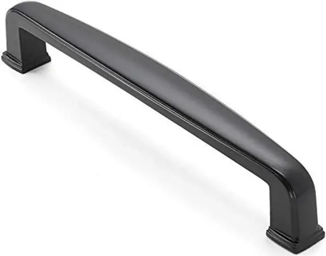 Alt view image 6 of 7 - Cauldham 5 Pack Solid Kitchen Cabinet Handles (5" Hole Centers) - Drawer/Door Hardware - Style T765 - Matte Black