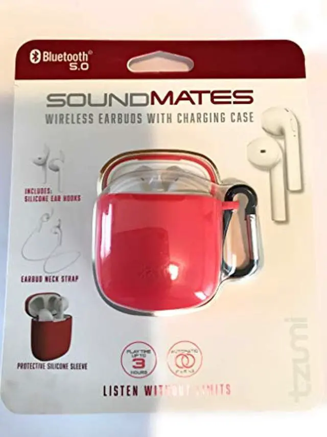 Main image of tzumi wireless charging earbuds, pink