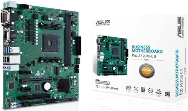 Alt view image 10 of 11 - Asus A520M-C II/CSM Desktop Motherboard - AMD Chipset - Socket AM4 - Micro ATX - Ryzen 3, Ryzen 5, Ryzen 7, Ryzen 9, Ryzen 3 PRO, Ryzen 5 Pro, Ryzen 7 PRO, Ryzen 9 PRO Processor Supported DDR4 SDRAM M