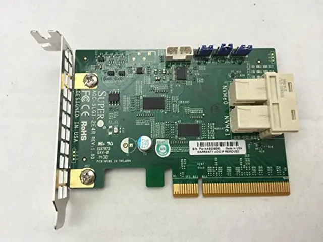 Alt view image 3 of 6 - Supermicro AOC-SLG3-2E4R NVMe AOC card, Standard LP, 2 internal NVMe ports, x4 per port, Gen-3