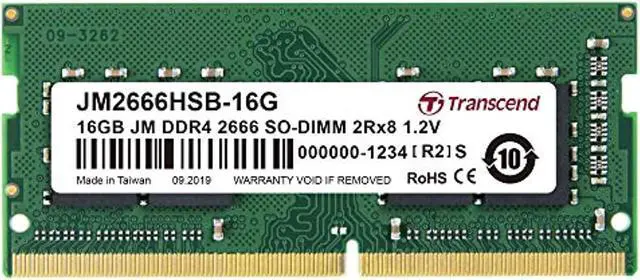 Alt view image 3 of 6 - transcend 16gb jm ddr4 2666 so-dimm 2rx8 1.2v (jm2666hsb-16g)