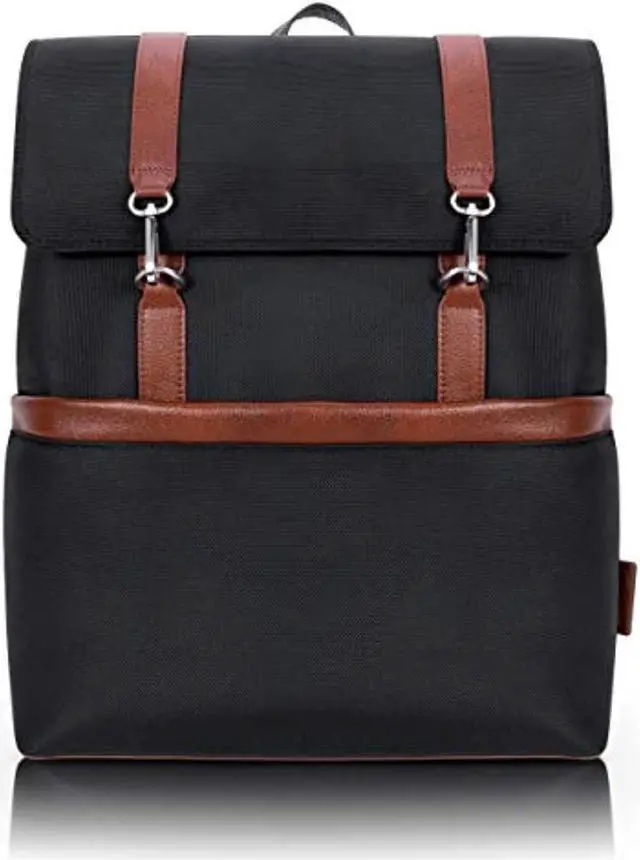 Alt view image 3 of 3 - mcklein element, 1680d ballistic nylon with leather trim, 17" nylon, twotone, flapover, laptop & tablet backpack, black 78475