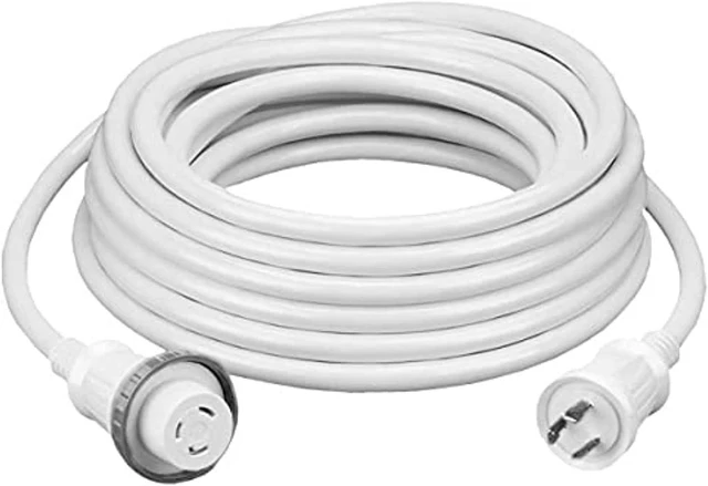 Main image of Hubbell 30A 125 V,Twist Lock,White Shore Power cable, 50 feet
