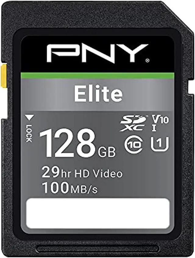 Main image of pny 128gb elite class 10 u1 v10 sdxc flash memory card - 100mb/s, class 10, u1, v10, full hd, uhs-i, full size sd