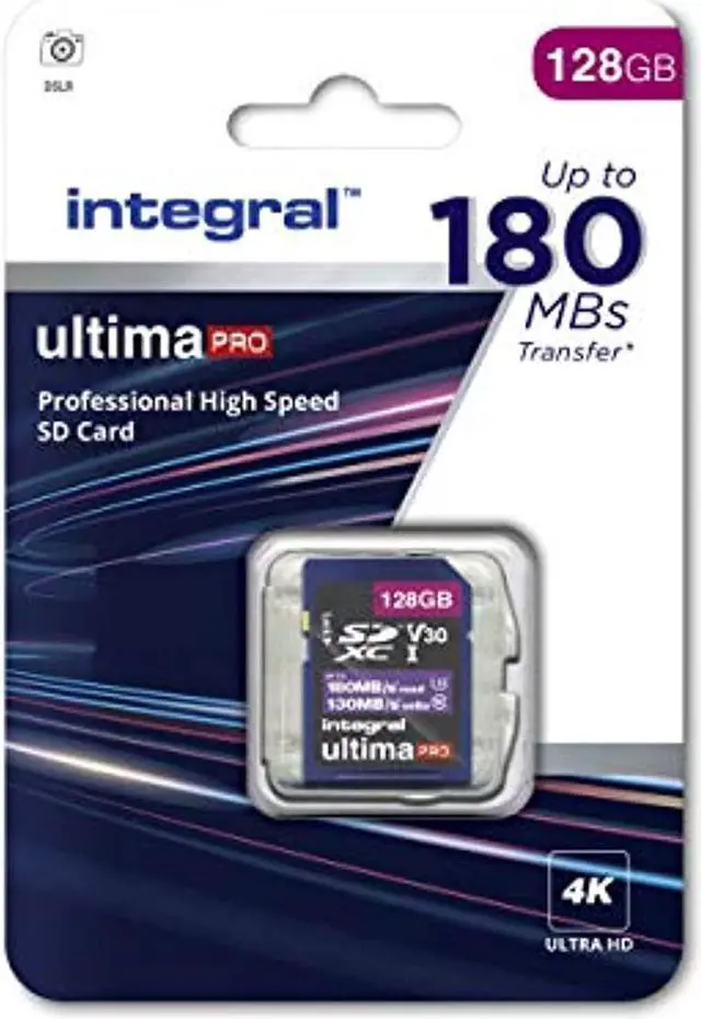 Alt view image 3 of 3 - 128GB Integral Ultima Pro SDXC Memory Card CL10 V30 UHI-I U3 180MB/sec