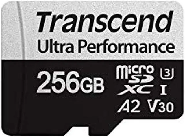 Main image of transcend 256gb microsdxc 340s high performance memory card uhs- i, u3, v30, a2, 4k, full hd - ts256gusd340s