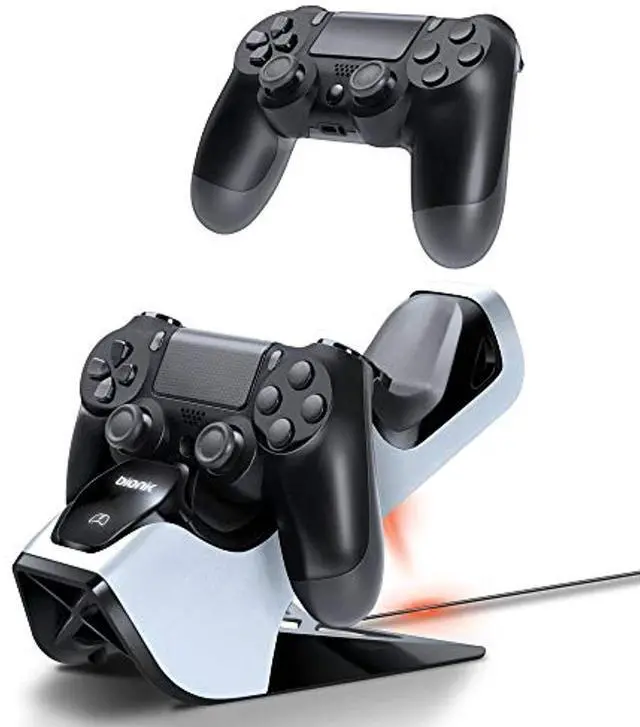 Alt view image 12 of 15 - Bionik Power Stand PS4 DualStock Controllers Charger Stand Dock for PlayStation 4