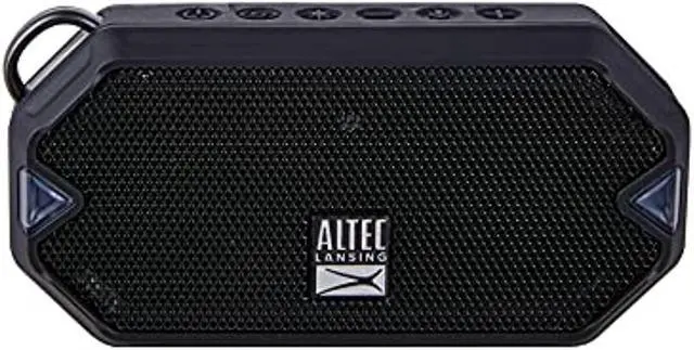 Main image of altec lansing hydramini wireless bluetooth speaker, ip67 waterproof usb c rechargeable battery with 6 hours playtime, compact, shockproof, snowproof, everything proof (black)