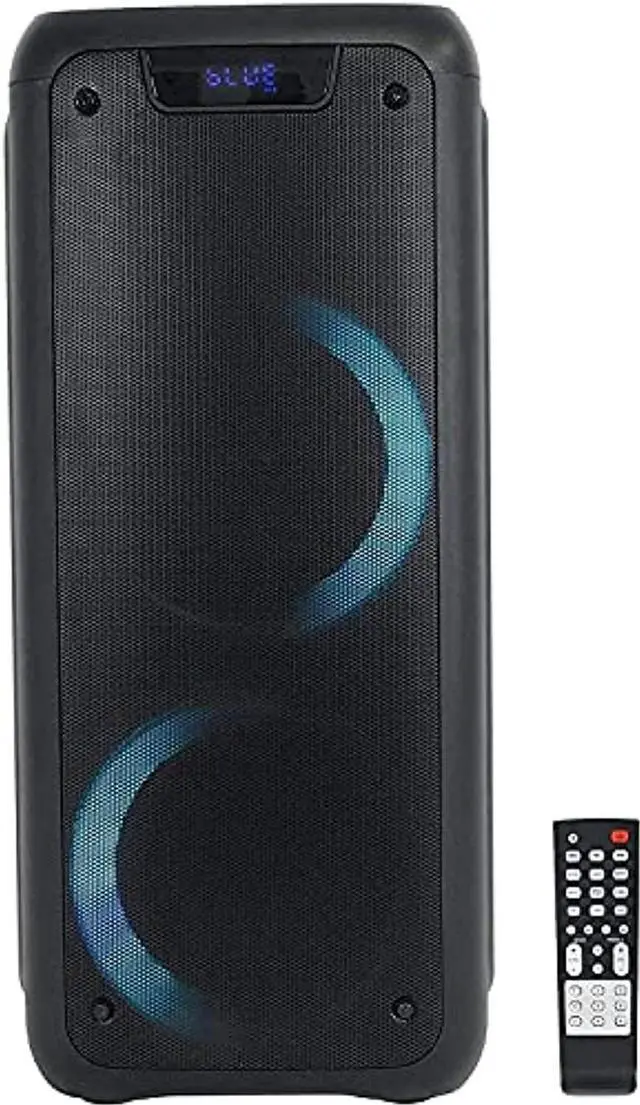 Main image of norcent nsp-28 dual 8" inch party portable bluetooth speaker with sound activated lights battery powered rechargeable 3600 mah 5 hours play time 4500 p.m.p.o