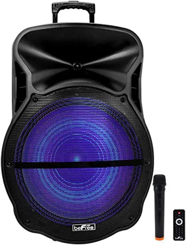 Alt view image 5 of 13 - BeFree Sound BFS-5900 18 in. Blutooth Portable Rechargeable Party Speaker with Sound Reactive LED Party Lights, USB & SD, Microphone & Guitar Inputs & FM Radio