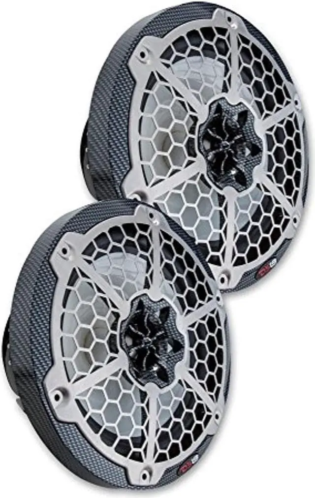 Alt view image 3 of 7 - Ds18 Hydro 6.5" 2-Way Marine Speakers W/Rgb Led Lights 375W - Black Carbon Fiber