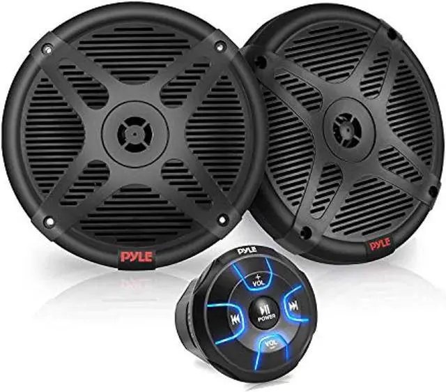 Alt view image 4 of 7 - Pyle PLMRKT8 6.5" Marine Speakers with Bluetooth Remote Control, Black (2 Pack)
