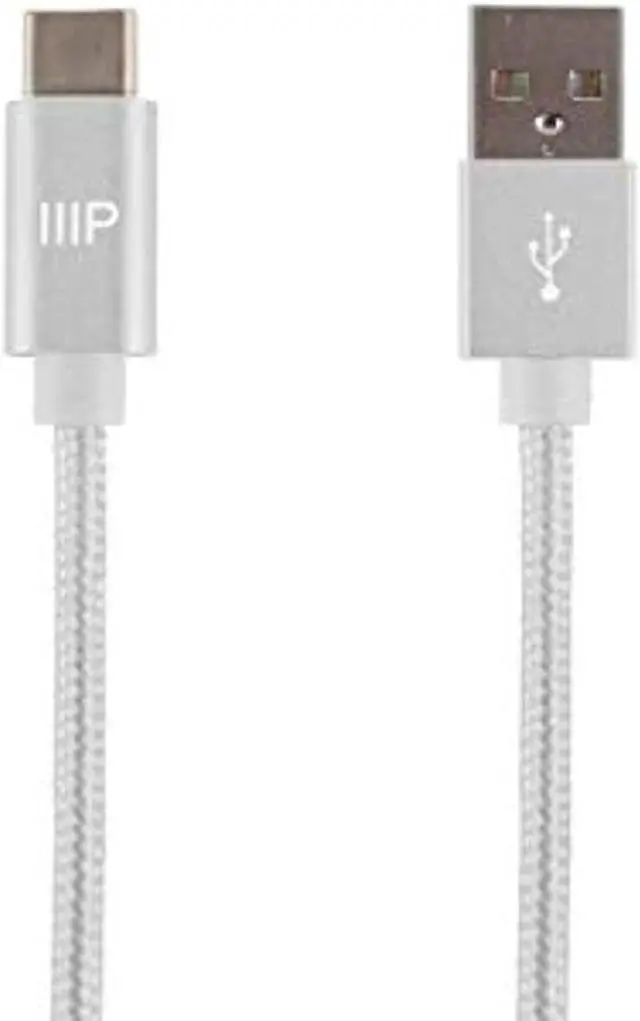 Alt view image 7 of 7 - Monoprice Nylon Braided USB C to USB A 2.0 Cable - 1.5 Feet - White | Type C, Fast Charging, Compatible With Samsung Galaxy S10 / Note 8, LG V20 and More - Palette Series