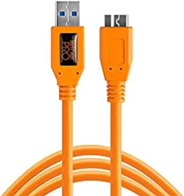 Alt view image 10 of 14 - Tether Tools 15 Ft TetherPro USB 3.0 Male A to Micro-B Cable (Hi-Visibility Ora