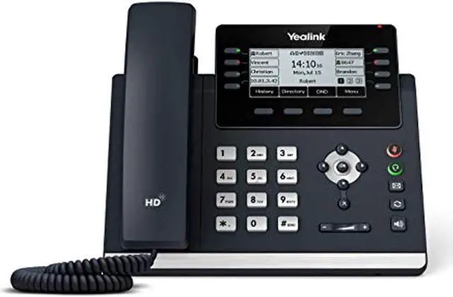 Main image of yealink t43u ip phone, 12 voip accounts. 3.7-inch graphical display. dual usb 2.0, dual-port gigabit ethernet, 802.3af poe, power adapter not included (sip-t43u)