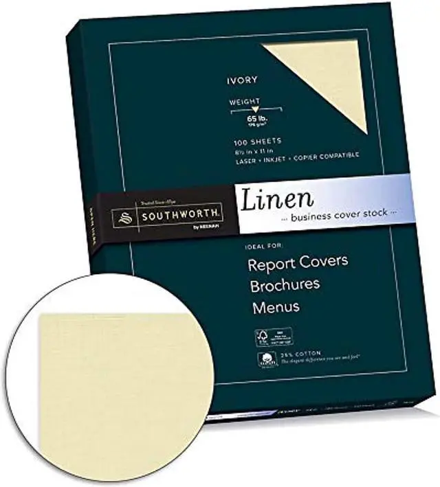 Alt view image 5 of 12 - Southworth Company SOUZ560CK Fine Linen Paper- 65lb- Acid-free-Lignin- Ivory