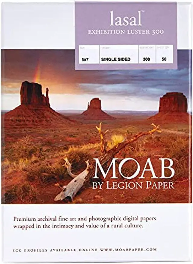 Alt view image 4 of 5 - Moab Lasal Exhibition Luster 300,IJ Paper,5x7 50 Sheets #F01-LEL3005750